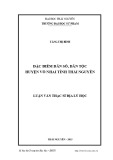 Luận văn Thạc sĩ Địa lý học: Đặc điểm dân số, dân tộc huyện Võ Nhai Tỉnh Thái Nguyên
