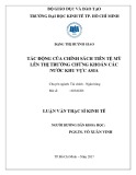 Luận văn Thạc sĩ Kinh tế: Tác động của chính sách tiền tệ Mỹ lên thị trường chứng khoán các nước khu vực ASIA