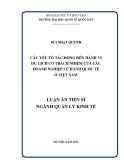 Luận án Tiến sĩ Quản lý Kinh tế: Các yếu tố tác động đến hành vi du lịch có trách nhiệm của các doanh nghiệp lữ hành quốc tế ở Việt Nam