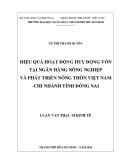 Luận văn Thạc sĩ Kinh tế: Hiệu quả hoạt động huy động vốn tại Ngân hàng Nông nghiệp và Phát triển Nông thôn Việt Nam - Chi nhánh tỉnh Đồng Nai