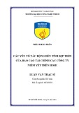 Luận văn Thạc sĩ Kế toán: Các yếu tố tác động đến tính kịp thời của Báo cáo tài chính các công ty niêm yết trên HOSE