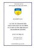 Luận văn Thạc sĩ Kế toán: Các yếu tố ảnh hưởng đến chất lượng báo cáo tài chính ở các đơn vị công trên địa bàn thành phố Hồ Chí Minh