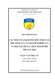 Luận văn Thạc sĩ Kế toán: Các nhân tố ảnh hưởng đến tính tuân thủ thuế của các doanh nghiệp vừa và nhỏ tại chi Cục Thuế thành phố Thủ Dầu Một