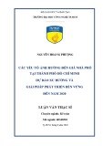 Luận văn Thạc sĩ Kế toán: Các yếu tố ảnh hưởng đến giá nhà phố tại Thành Phố Hồ Chí Minh, dự báo xu hướng và giải pháp phát triển bền vững đến năm 2020