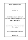 Luận văn Thạc sĩ Quản trị nhân lực: Phát triển nguồn nhân lực tại Công ty trách nhiệm hữu hạn Khóa Huy Hoàng