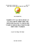 Luận văn Thạc sĩ Y học: Nghiên cứu tác dụng dược lý của bài thuốc DDHV điều trị viêm loét dạ dày do vi khuẩn Helicobacter Pylori trên thực nghiệm