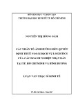 Luận văn Thạc sĩ Kinh tế: Các nhân tố ảnh hưởng đến quyết định thuê ngoài dịch vụ logistics của các doanh nghiệp Nhật Bản tại TP. Hồ Chí Minh và Bình Dương