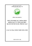 Luận văn Thạc sĩ Phát triển nông thôn: Phân tích hiệu quả trồng hồng không hạt của nông hộ trên địa bàn huyện Ba Bể, tỉnh Bắc Kạn