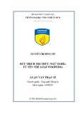 Luận văn Thạc sĩ Công nghệ thông tin: Rút trích tri thức ngữ nghĩa từ tên thể loại Wikipedia