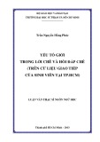 Luận văn Thạc sĩ Ngôn ngữ học: Yếu tố giới trong lời chê và hồi đáp chê (trên cứ liệu giao tiếp của sinh viên tại Tp. Hồ Chí Minh)