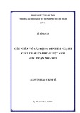 Luận văn Thạc sĩ Kinh tế: Các nhân tố ảnh hưởng đến kim ngạch xuất khẩu cà phê ở Việt Nam giai đoạn 2003-2013