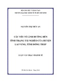 Luận văn Thạc sĩ Kinh tế: Các yếu tố ảnh hưởng đến tình trạng tái nghèo của huyện Lai Vung, tỉnh Đồng Tháp