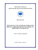 Luận văn Thạc sĩ Kinh tế: Phân tích các yếu tố liên quan đến quyết định mua thiết bị đo huyết áp tự động của bệnh nhân tăng huyết áp