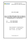 Đồ án tốt nghiệp: Cải thiện điều kiện nuôi cấy Serratia marcescens SH1 và phương pháp thu hồi sắc tố prodigiosin từ canh trường