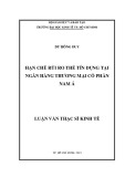 Luận văn Thạc sĩ Kinh tế: Hạn chế rủi ro thẻ tín dụng tại Ngân hàng Thương mại cổ phần Nam Á