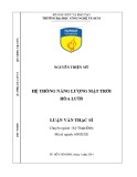 Luận văn Thạc sĩ Kỹ thuật: Hệ thống năng lượng mặt trời hòa lưới