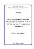 Luận văn Thạc sĩ Kinh tế: Hoàn thiện hệ thống kế toán trách nhiệm tại Công ty cổ phần thương mại đầu tư và xây dựng Constrexim