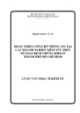 Luận văn Thạc sĩ Kinh tế: Hoàn thiện công bố thông tin tại các doanh nghiệp niêm yết trên Sở giao dịch chứng khoán thành phố Hồ Chí Minh