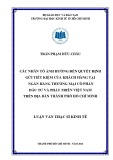 Luận văn Thạc sĩ Kinh tế: Các nhân tố ảnh hưởng đến quyết định gửi tiết kiệm của khách hàng tại Ngân hàng thương mại cổ phần Đầu tư và Phát triển Việt Nam trên địa bàn Thành phố Hồ Chí Minh