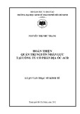 Luận văn Thạc sĩ Kinh tế: Hoàn thiện quản trị nguồn nhân lực tại Công ty cổ phần địa ốc ACB