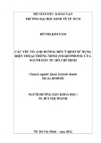 Luận văn Thạc sĩ Kinh tế: Các yếu tố ảnh hưởng đến ý định sử dụng điện thoại thông minh smartphone của người dân TP. HCM