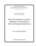 Luận văn Thạc sĩ Kinh tế: Phân tích chi phí đi vay chính thức của nông dân tại thị xã Long Khánh, tỉnh Đồng Nai