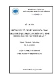 Luận văn Thạc sĩ Kinh tế: Những yếu tố quyết định lựa chọn khai thuế qua mạng - Nghiên cứu tình huống tại Chi cục Thuế Quận 7