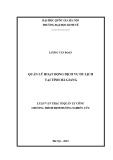 Luận văn Thạc sĩ Quản lý công: Quản lý hoạt động dịch vụ du lịch tại tỉnh Hà Giang