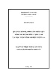 Luận văn Thạc sĩ Quản lý công: Quản lý đào tạo nguồn nhân lực nông nghiệp chất lượng cao tại Học viện Nông nghiệp Việt Nam