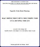 Luận văn Thạc sĩ Ngôn ngữ văn học và Văn hóa Việt Nam: Đặc điểm thơ viết cho thiếu nhi của Dương Thuấn