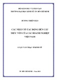 Luận văn Thạc sĩ Kinh tế: Các nhân tố tác động đến cấu trúc vốn của các doanh nghiệp Việt Nam