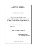 Luận văn Thạc sĩ Kinh tế: Các nhân tố tác động đến hiệu quả hoạt động kinh doanh của Ngân hàng thương mại cổ phần Sài Gòn