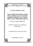 Luận văn Thạc sĩ Kinh tế: Hoàn thiện hệ thống kiểm soát nội bộ ở các doanh nghiệp chế biến xuất khẩu thủy sản tại Tỉnh Bình Định