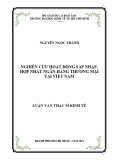 Luận văn Thạc sĩ Kinh tế: Nghiên cứu hoạt động sáp nhập, hợp nhất ngân hàng thương mại tại Việt Nam