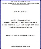 Luận văn Thạc sĩ Khoa học giáo dục: Quản lí hoạt động phòng tránh tai nạn thương tích cho trẻ ở các trường mầm non quận Tân Bình, Thành phố Hồ Chí Minh