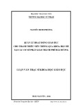 Luận văn Thạc sĩ Khoa học giáo dục: Quản lý hoạt động giáo dục cho thanh thiếu niên thông qua khóa học hè tại các cơ sở Phật giáo thành phố Hải Dương