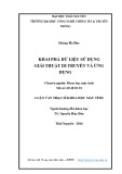 Luận văn Thạc sĩ Khoa học máy tính: Khai phá dữ liệu sử dụng giải thuật di truyền và ứng dụng