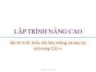 Bài giảng Lập trình nâng cao: Bài 4+5+6 - Trương Xuân Nam