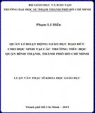 Luận văn Thạc sĩ Khoa học giáo dục: Quản lý hoạt động dạy học môn Toán theo định hướng phát triển năng lực học sinh các trường trung học phổ thông ở Quận 8, thành phố Hồ Chí Minh