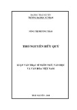 Luận văn Thạc sĩ Ngôn ngữ và Văn hóa Việt Nam: Thơ Nguyễn Hữu Quý