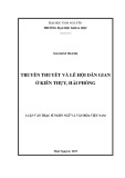Luận văn Thạc sĩ Ngôn ngữ và Văn hóa Việt Nam: Truyền thuyết và lễ hội dân gian ở Kiến Thụy, Hải Phòng