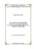 Luận văn Thạc sĩ Kinh tế: Các nhân tố tác động đến yếu tố năng suất tổng hợp của các doanh nghiệp nhỏ và vừa ở Niệt Nam năm 2008