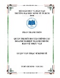 Luận văn Thạc sĩ Kinh tế: Quản trị rủi ro tài chính các doanh nghiệp ngành thuốc bảo vệ thực vật