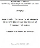 Luận văn Thạc sĩ Khoa học giáo dục: Một nghiên cứu Didactic về bài toán chọn mẫu trong dạy học thống kê ở trường phổ thông