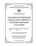 Luận văn Thạc sĩ Kinh tế: Ảnh hưởng của chi phí đại diện trong các công ty niêm yết tại sở giao dịch chứng khoán Tp. Hồ Chí Minh