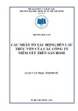 Luận văn Thạc sĩ Kinh tế: Các nhân tố tác động đến cấu trúc vốn của các công ty niêm yết trên sàn HOSE