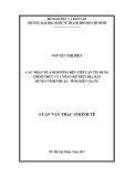 Luận văn Thạc sĩ Kinh tế: Các nhân tố ảnh hưởng đến tiếp cận tín dụng chính thức của nông hộ trên địa bàn huyện Vĩnh Thuận, tỉnh Kiên Giang