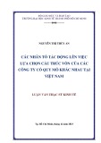 Luận văn Thạc sĩ Kinh tế: Các nhân tố tác động lên việc lựa chọn cấu trúc vốn của các công ty có quy mô khác nhau tại Việt Nam