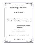 Luận văn Thạc sĩ Kinh tế: Sự truyền dẫn chính sách tiền tệ qua kênh tín dụng ngân hàng ở Việt Nam