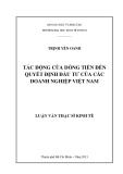 Luận văn Thạc sĩ Kinh tế: Tác động của dòng tiền đến quyết định đầu tư của các doanh nghiệp Việt Nam